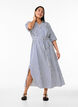 Robe-chemise longue jusqu&rsquo;aux chevilles avec ceinture &agrave; nouer et rayures, Bleu, Model image number 0
