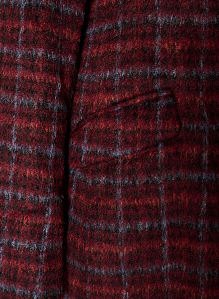 Manteau &agrave; carreaux avec poches, Bordeaux, Packshot