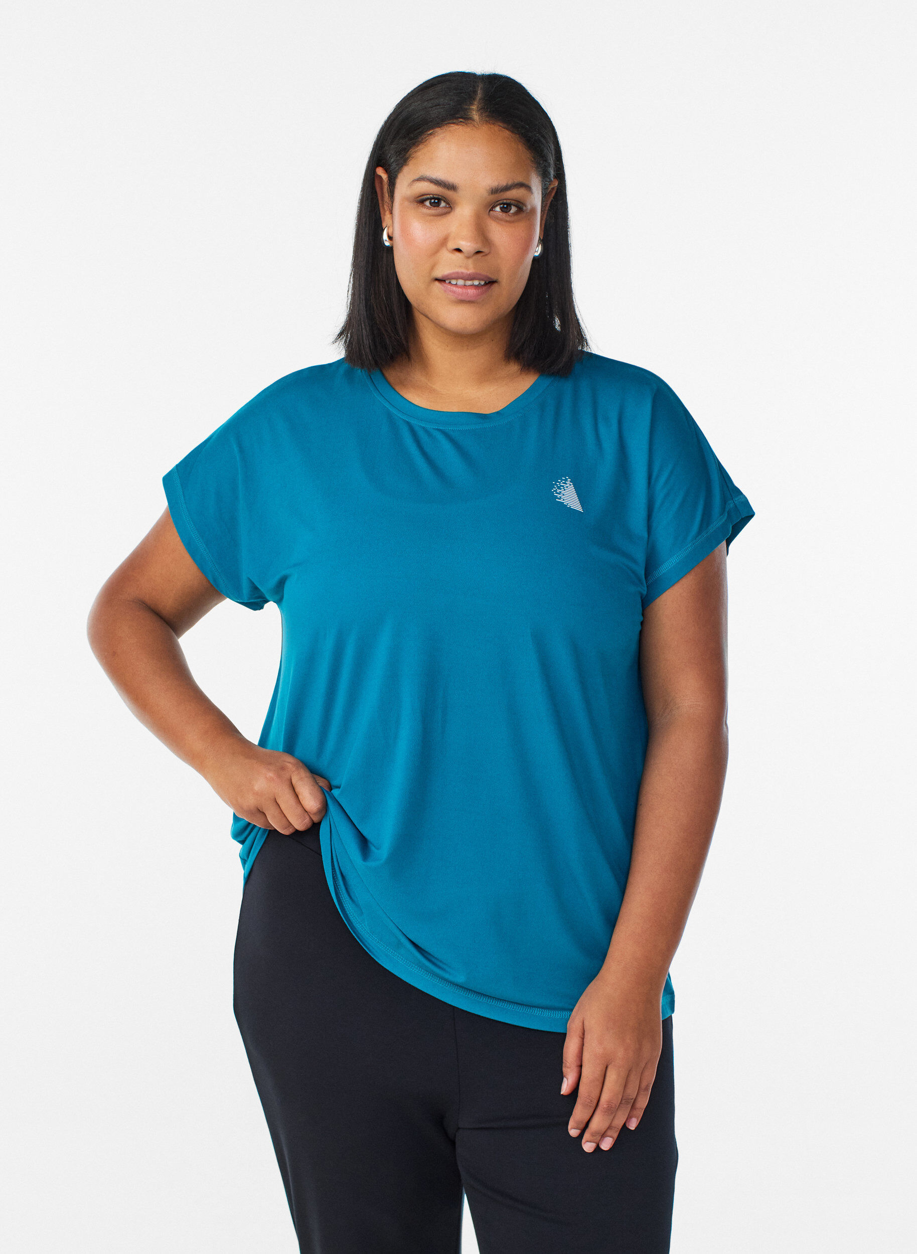 T-shirt de sport couleur unie, Vert, Model