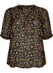 Blouse &agrave; imprim&eacute; floral et col V, Noir, Packshot image number 0