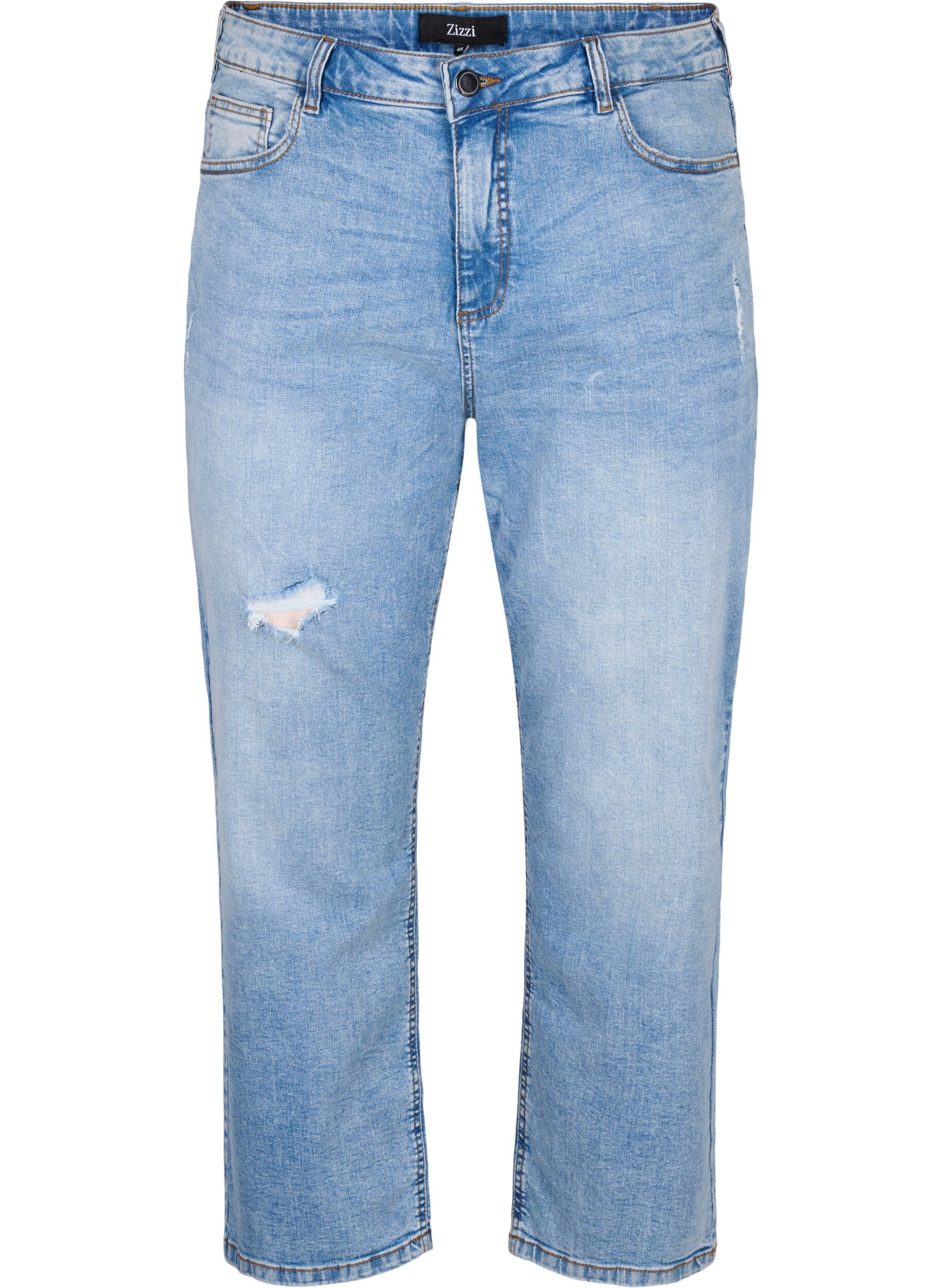 Zizzi Jean cropped Vera avec d&eacute;tails d&eacute;chir&eacute;s	, Blue Denim, Packshot image number 0
