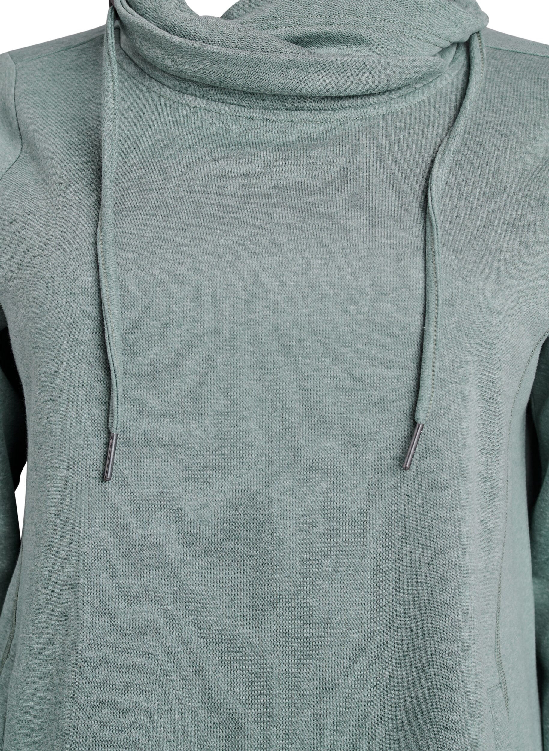 Zizzi Robe sweat-shirt courte &agrave; col montant et poches, Vert, Packshot image number 2