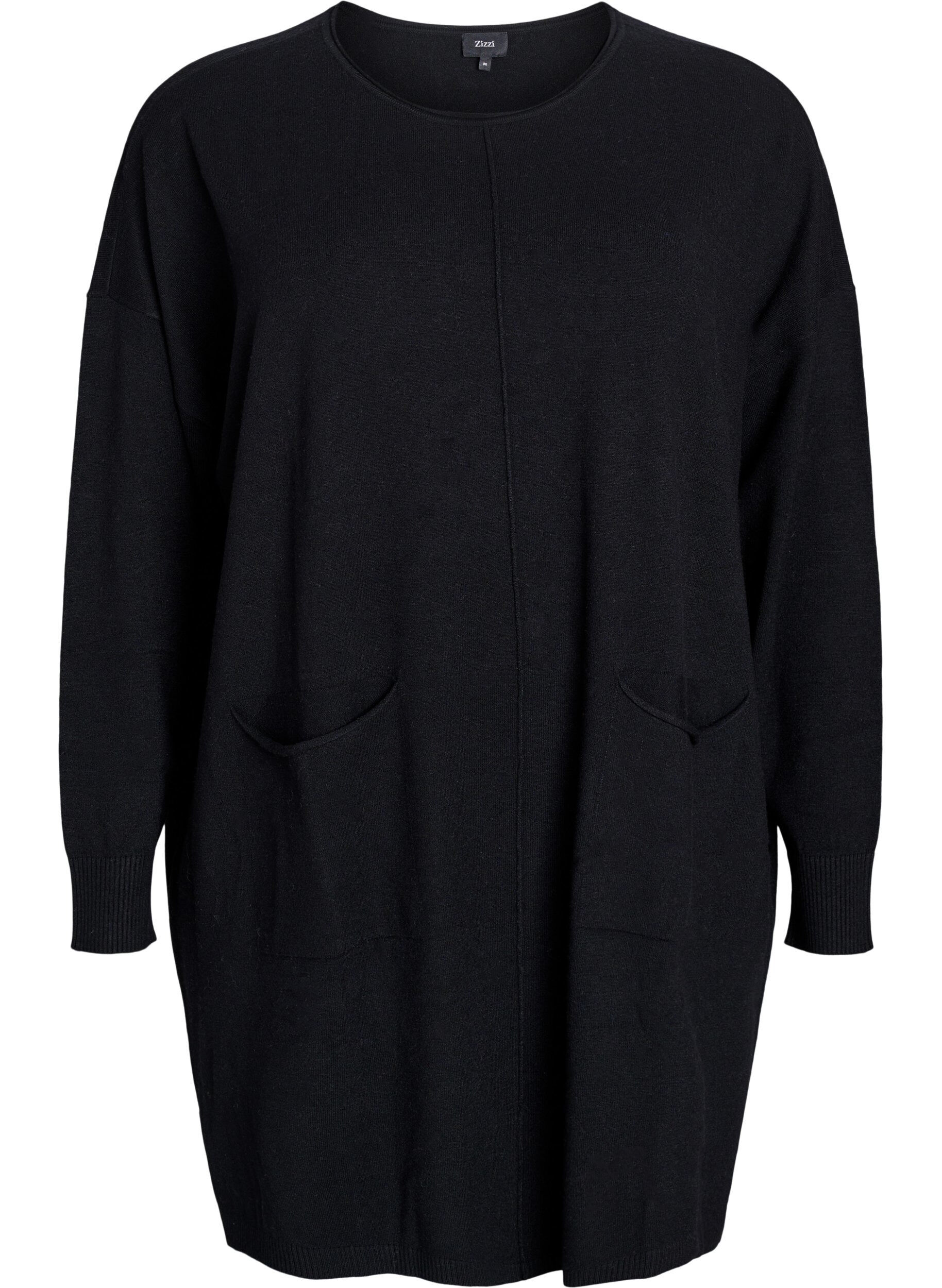 Robe courte en maille avec couture centrale et poches