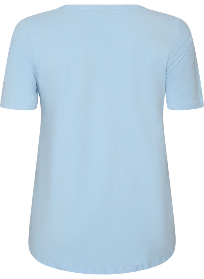 T-shirt en coton uni basique, Bleu Clair, Packshot image number 1