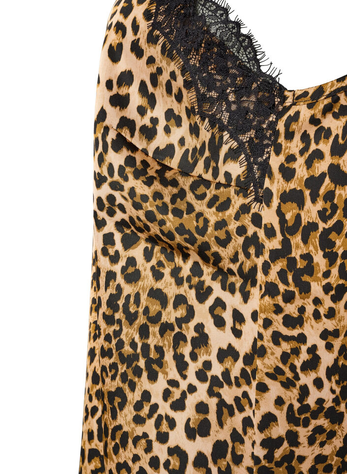 Top &agrave; fines bretelles avec dentelle et ourlet asym&eacute;trique, Marron, Packshot image number 3