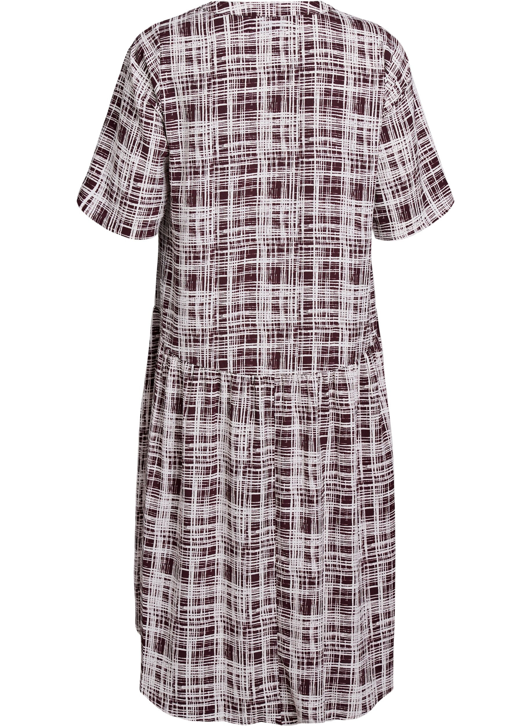 Zizzi Robe midi de forme A avec manches courtes, Bordeaux fonc&eacute;, Packshot image number 1