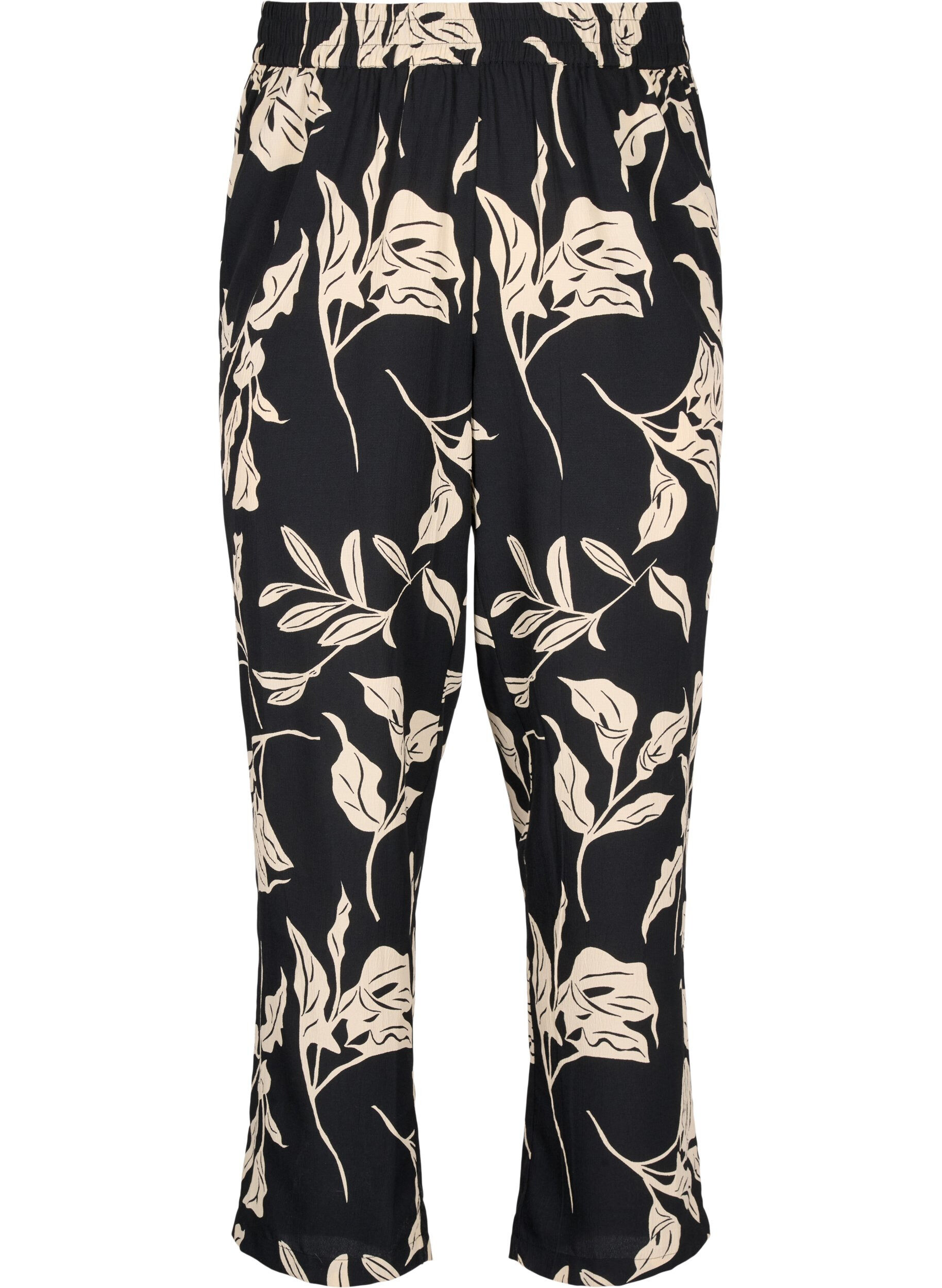Zizzi FLASH&nbsp;&ndash; Pantalon imprim&eacute; avec poches, Black Off White Fl., Packshot image number 0
