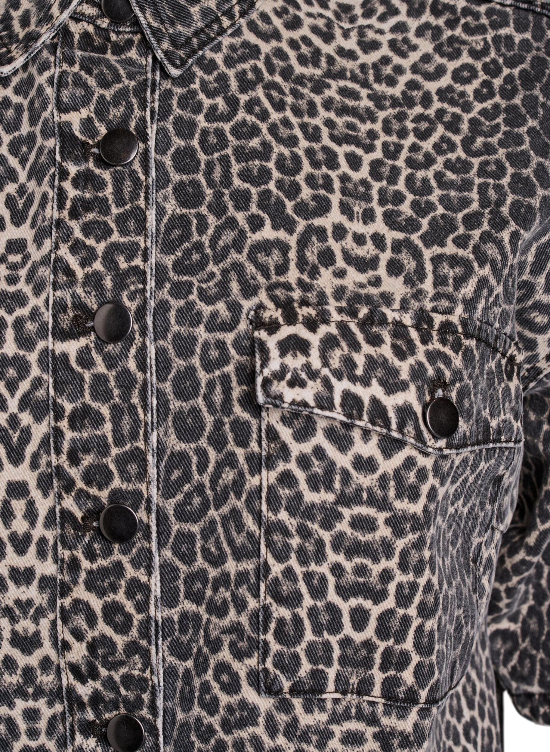 Zizzi Chemise en denim &agrave; imprim&eacute; l&eacute;opard et manches courtes, Leopard, Packshot image number 2