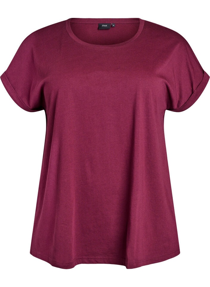 T-shirt &agrave; manches courtes en coton m&eacute;lang&eacute;, Bordeaux, Packshot image number 0