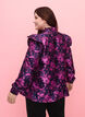 Chemisier jacquard floral avec des volants, Dark Blue Pink, Model image number 1