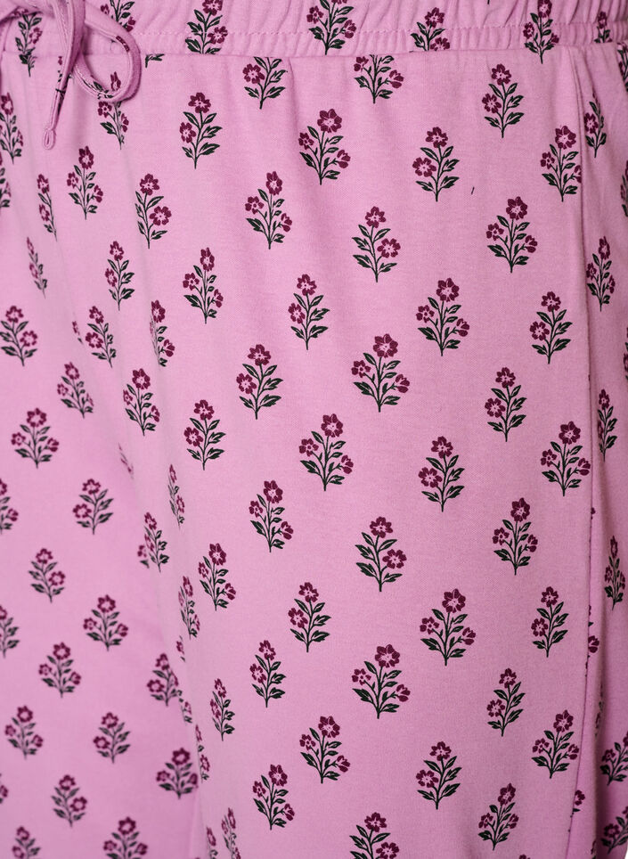 Pantalon de pyjama taille haute en coton, Rose, Packshot image number 2