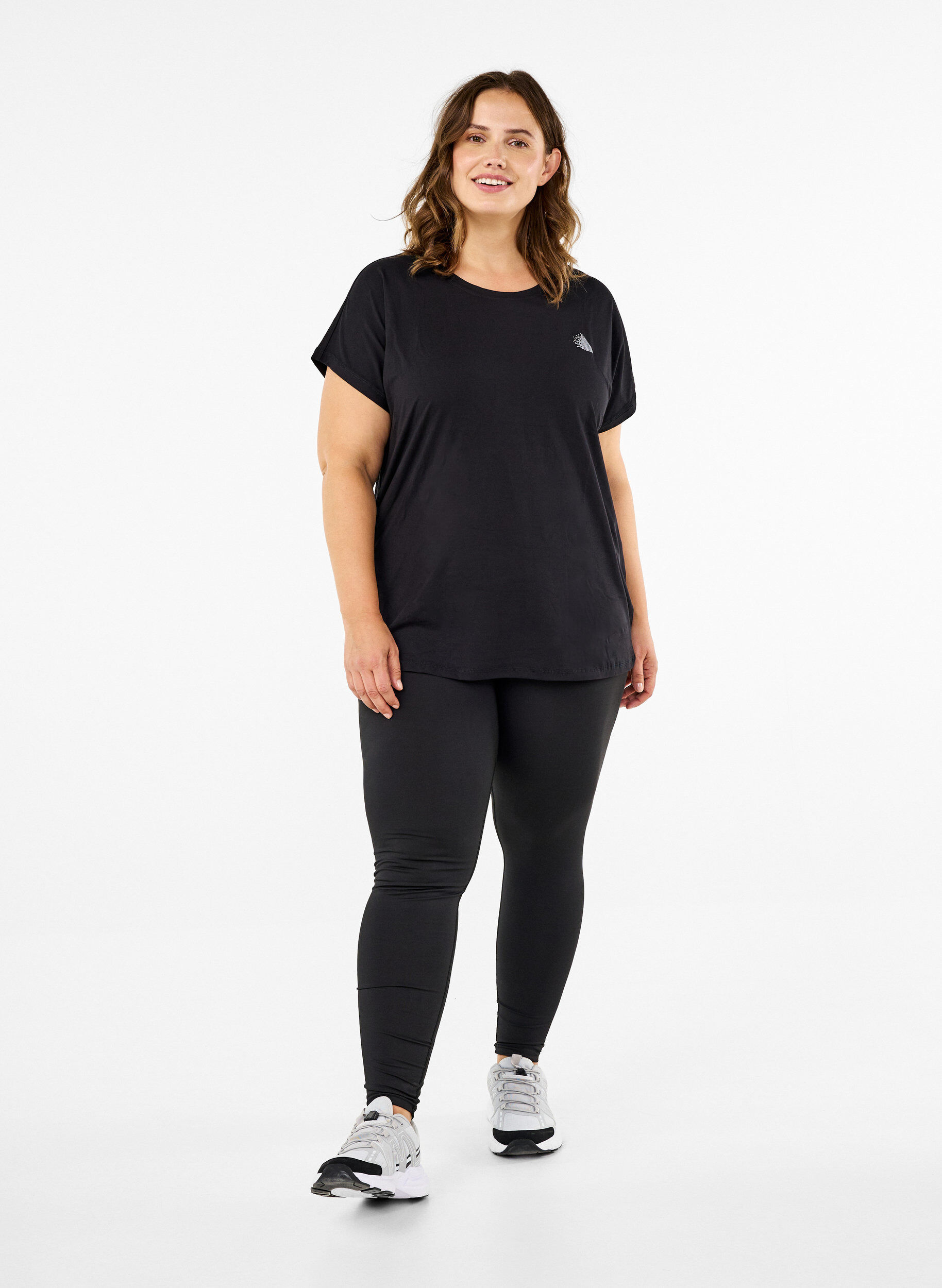 Zizzi T-shirt de sport uni, Noir, Model image number 1