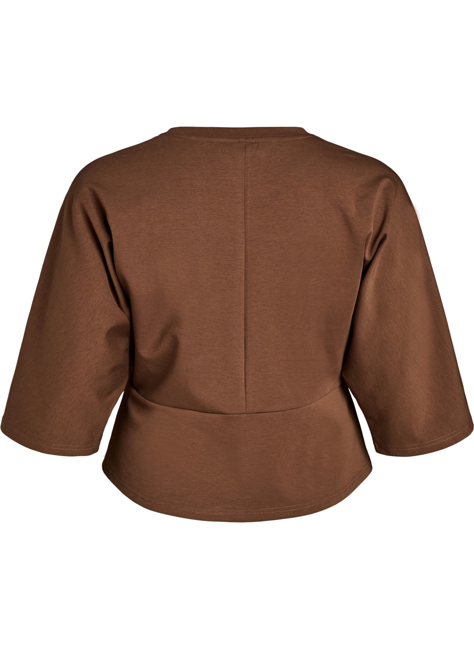 ZizziBlouse peplum avec manches longueur coude, Marron, Packshot image number 1