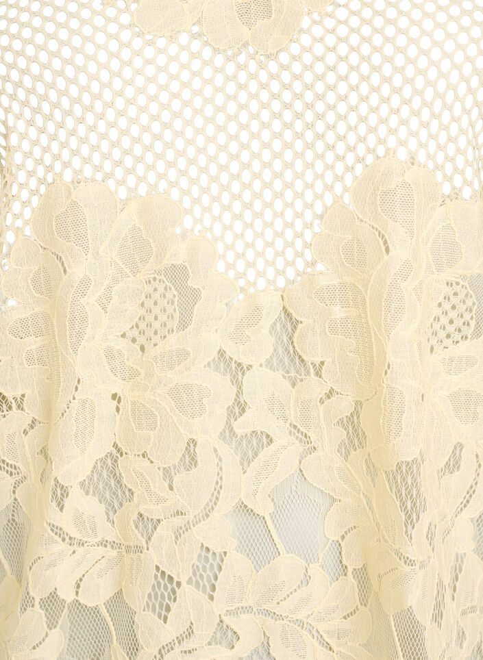 Blouse en dentelle avec col &agrave; volants et manches courtes, Jaune clair, Packshot image number 2