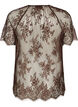 Blouse en dentelle &agrave; manches courtes avec lien &agrave; nouer, Marron, Packshot image number 1