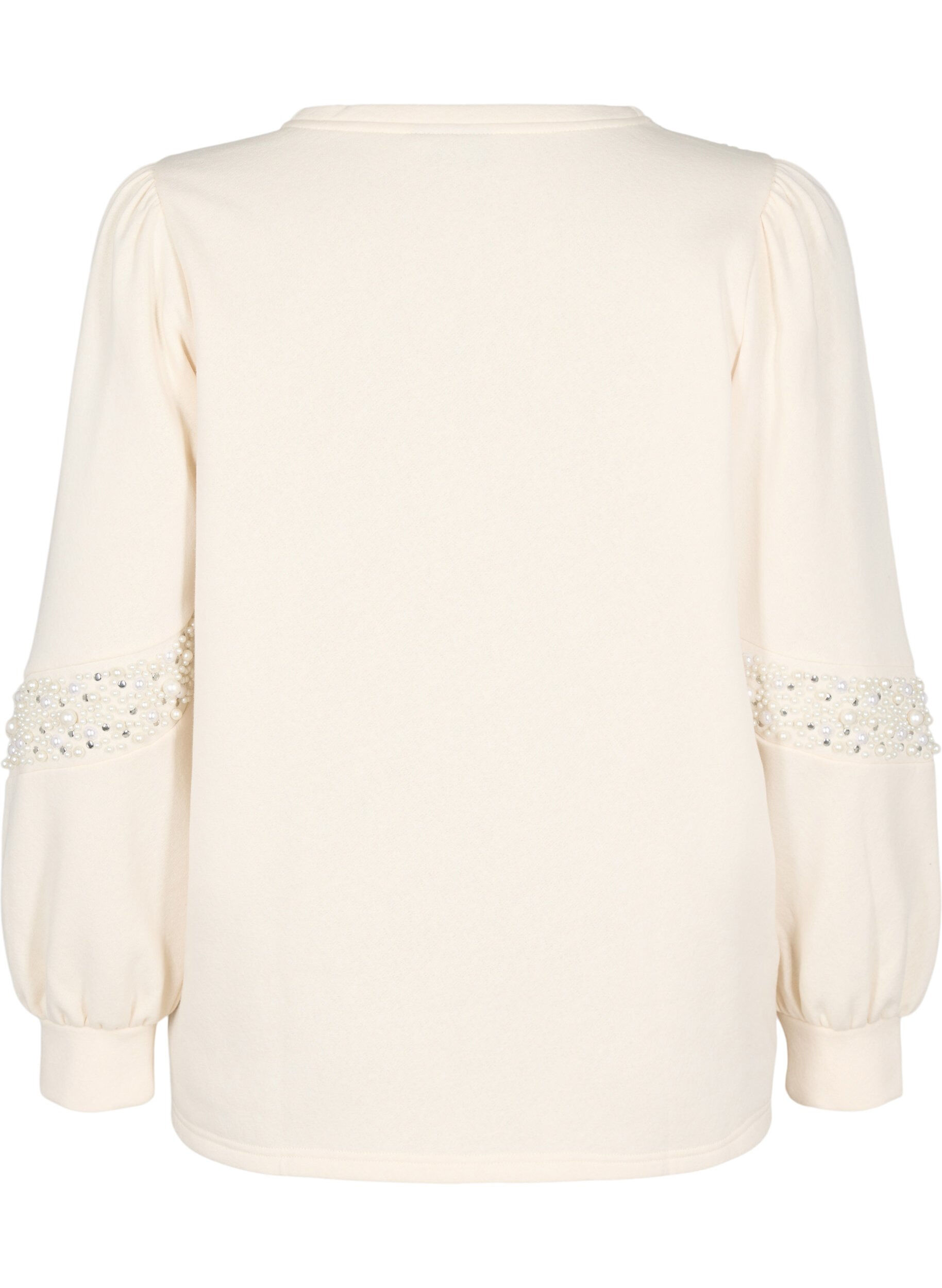 Zizzi Sweat-shirt avec d&eacute;tails en perles, Buttercream, Packshot image number 1