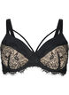 Soutien-gorge rembourré avec dentelle et lacet, Black, Packshot image number 0