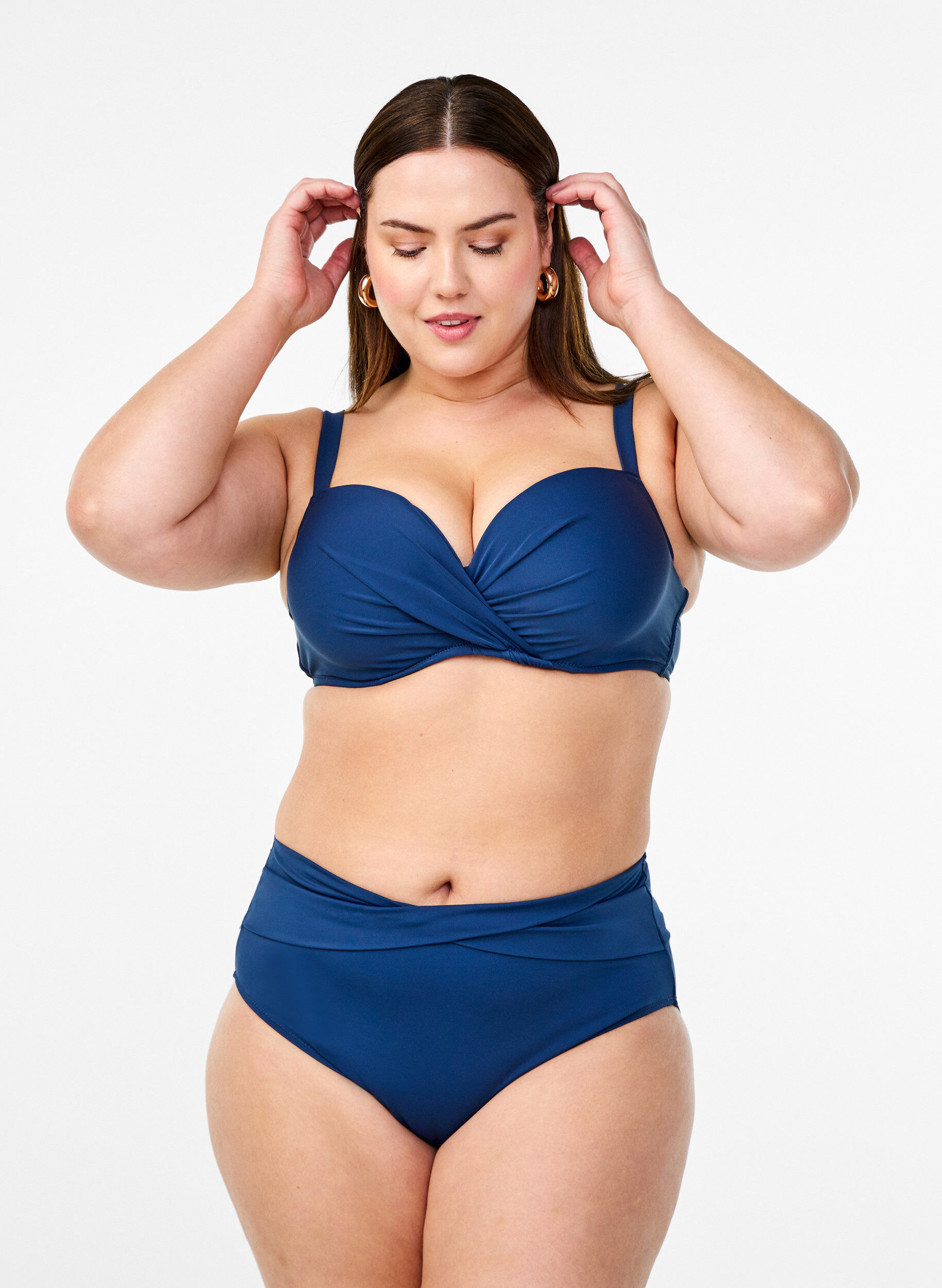 ZizziBas de bikini avec d&eacute;tails cache-c&oelig;ur, Bleu, Model image number 0
