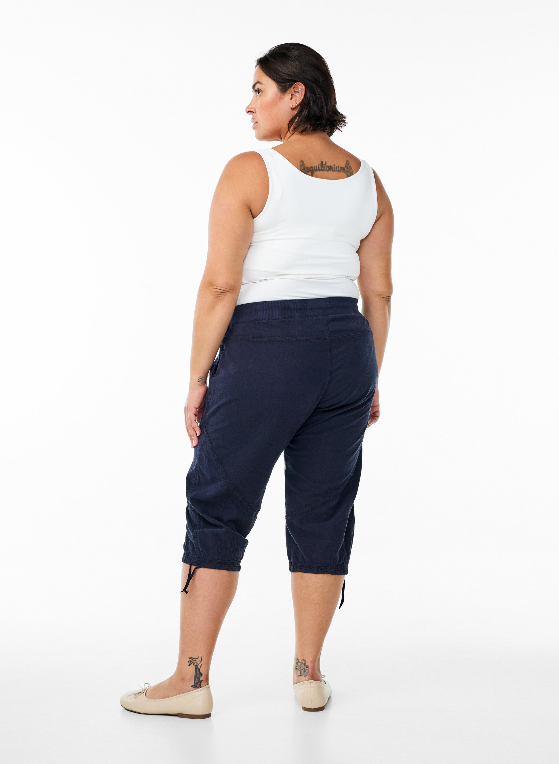 ZizziPantacourt en coton, Bleu, Model image number 1