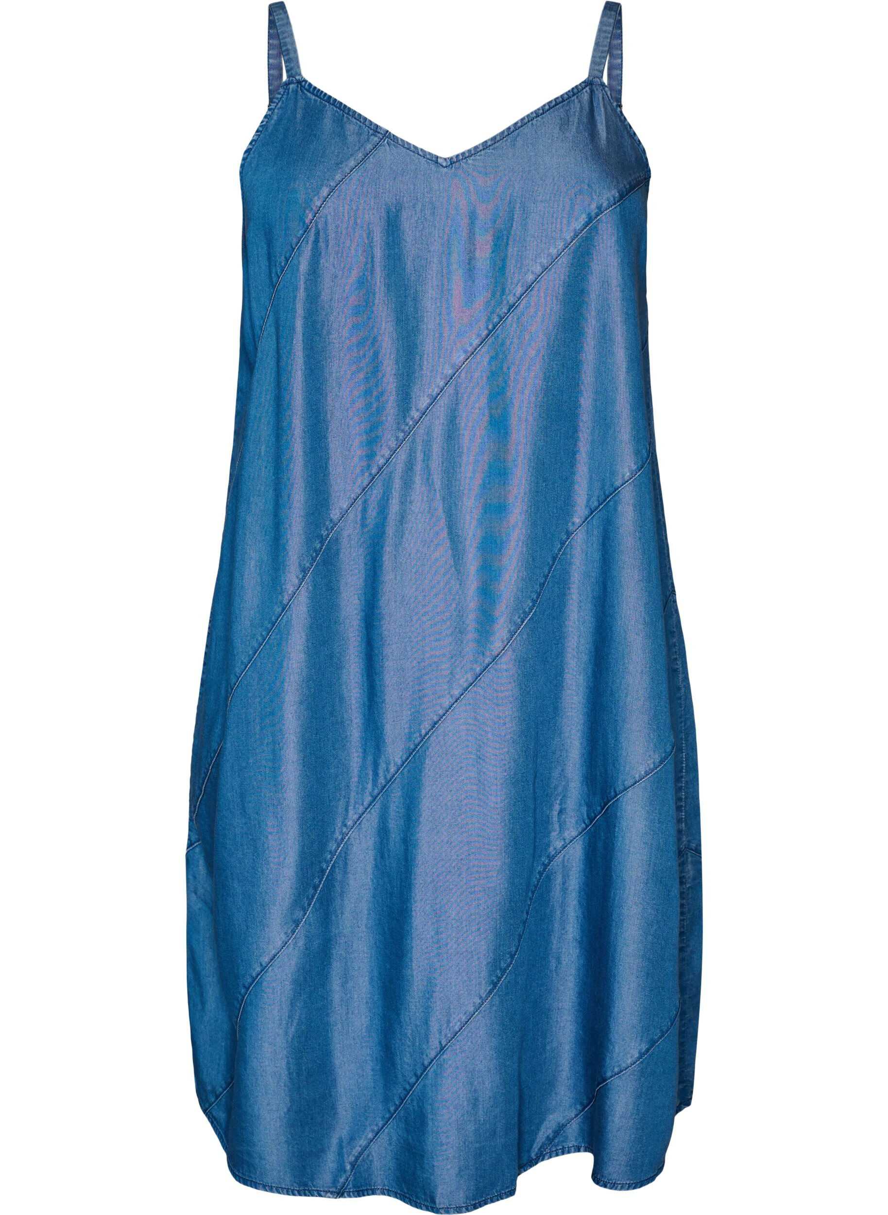 Robe aspect denim &agrave; bretelles en TENCEL&trade; Lyocell