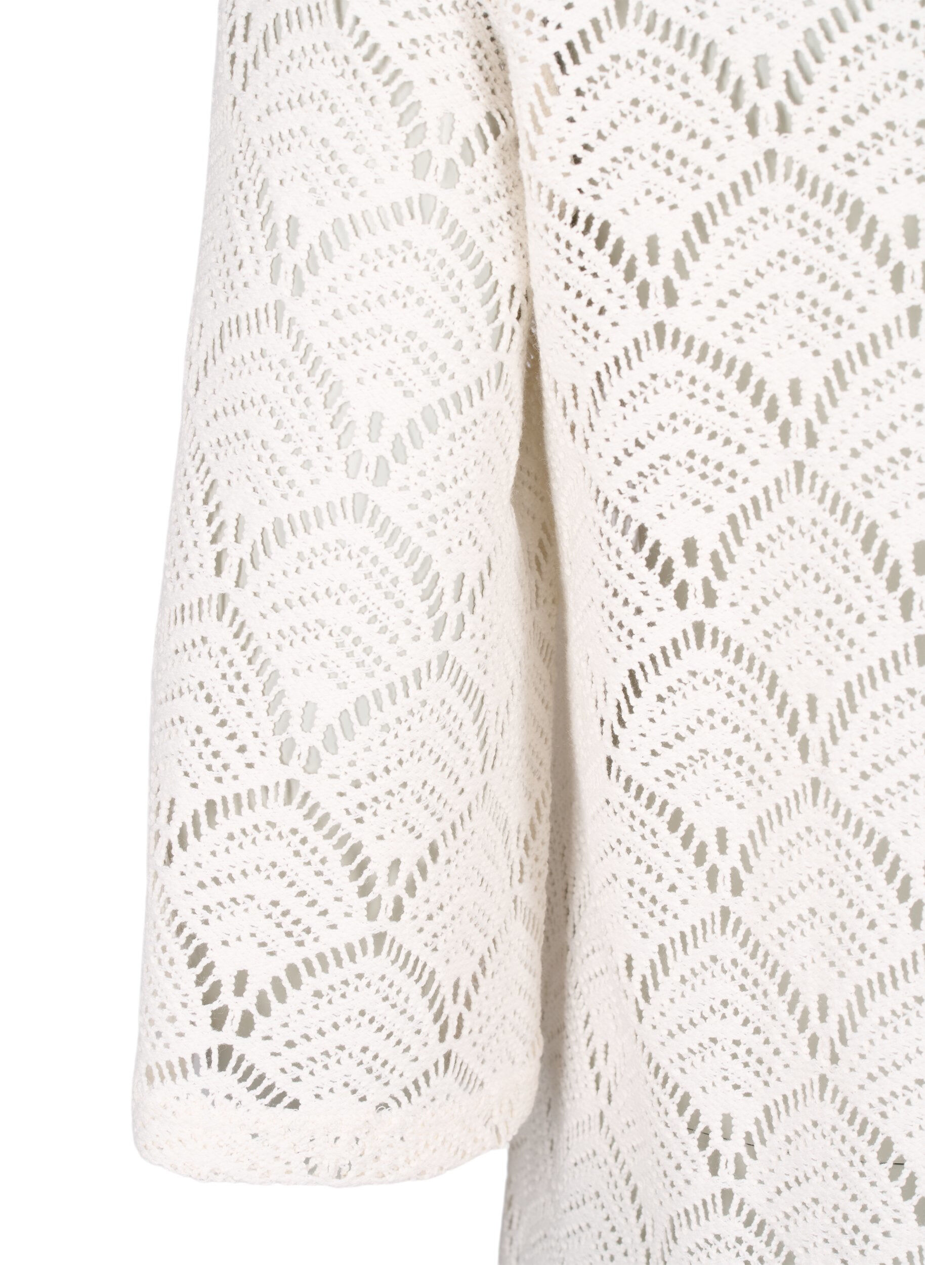 Zizzi Chemisier en crochet &agrave; manches 3/4, Sandshell, Packshot image number 3