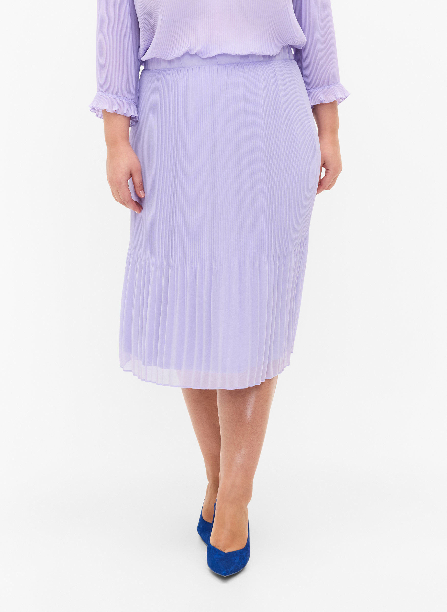 Zizzi Jupe midi pliss&eacute;e, Lavender SOLID, Model image number 2