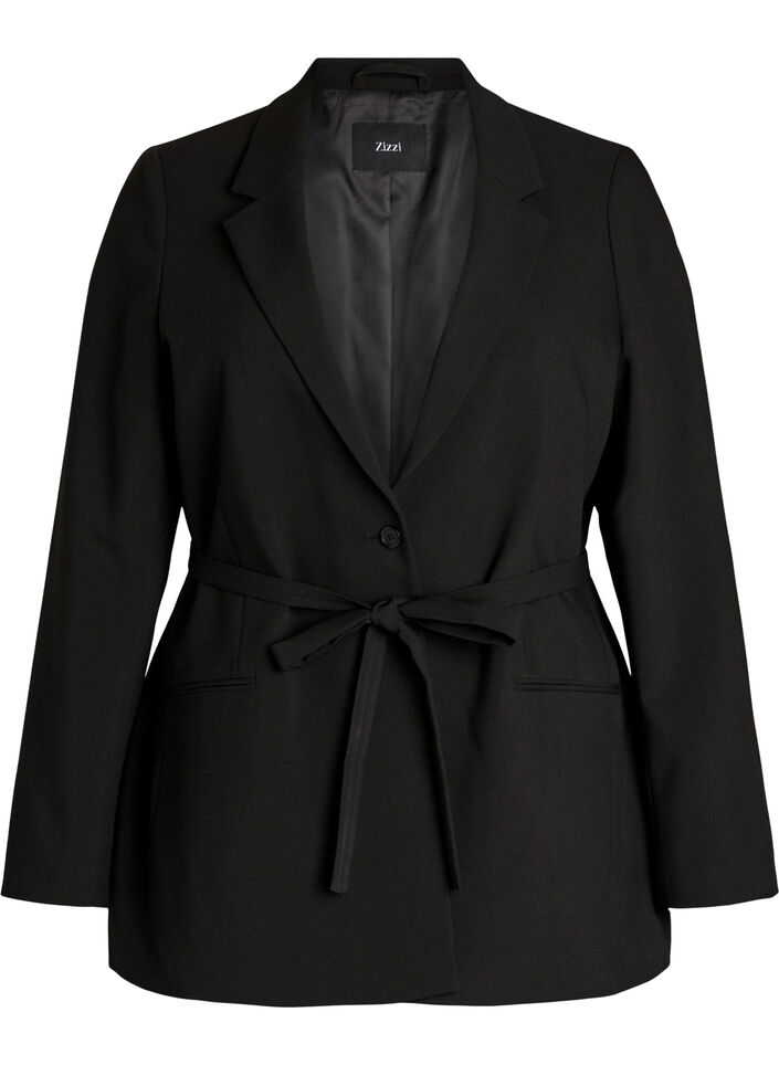 Blazer avec ceinture &agrave; nouer amovible, Noir, Packshot image number 0