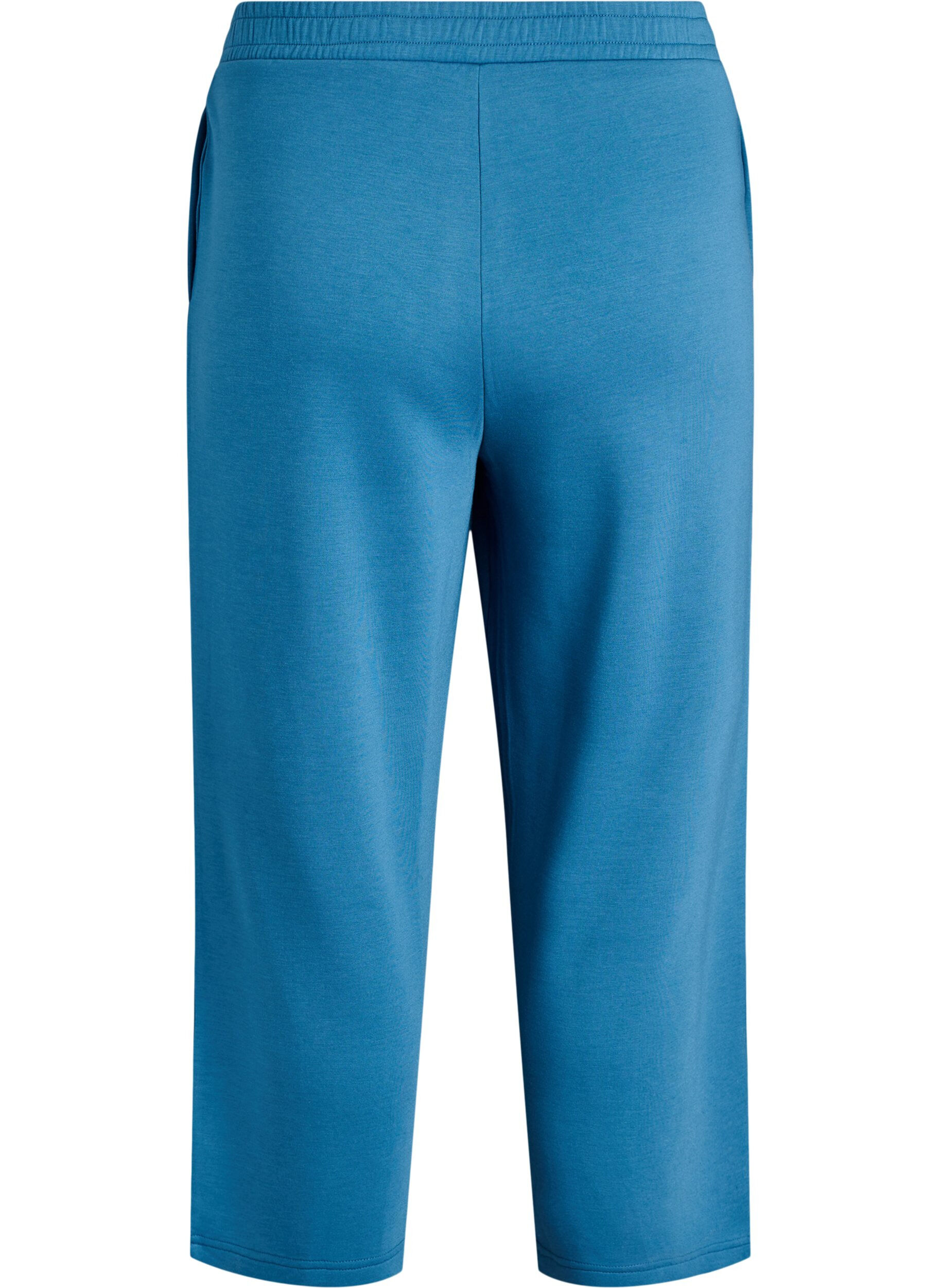 Zizzi Pantalon 7/8 en m&eacute;lange de modal avec poches, Bleu p&eacute;trole, Packshot image number 1