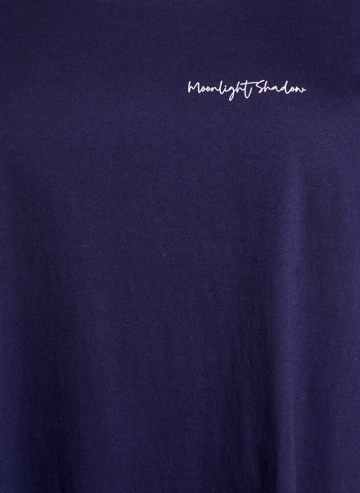 T-shirt de nuit long en coton bio avec imprimé, Bleu, Packshot image number 2