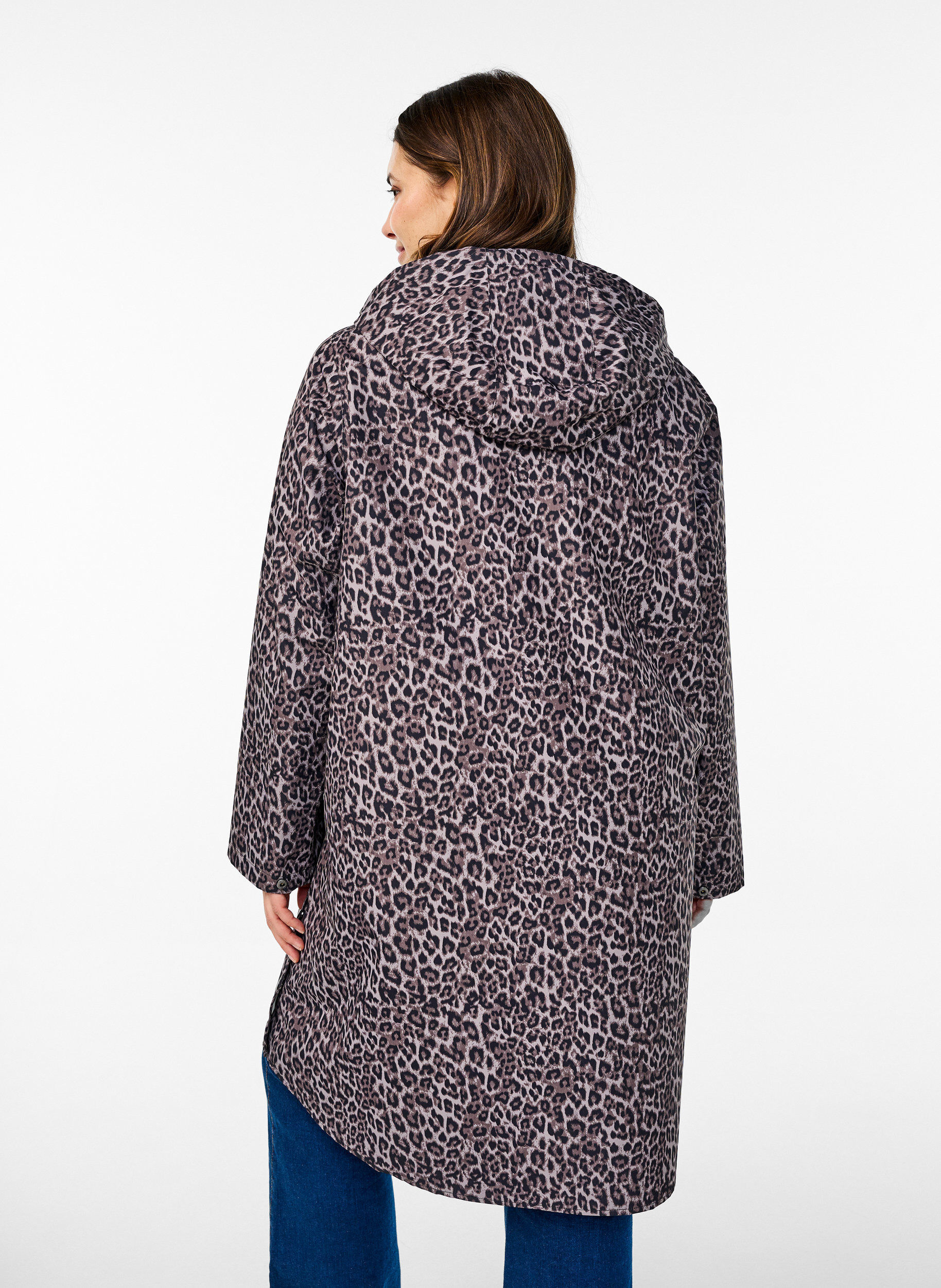 Zizzi Veste de pluie avec poches et capuche, Marron, Model image number 2