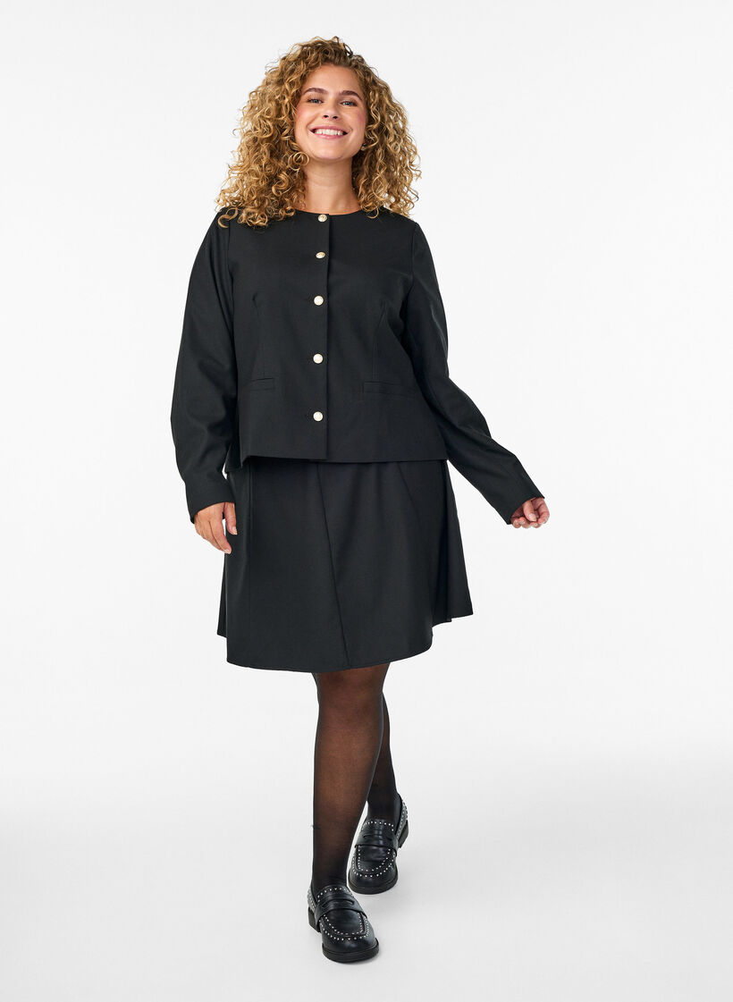 Jupe courte à coupe évasée, Noir, Model image number 1