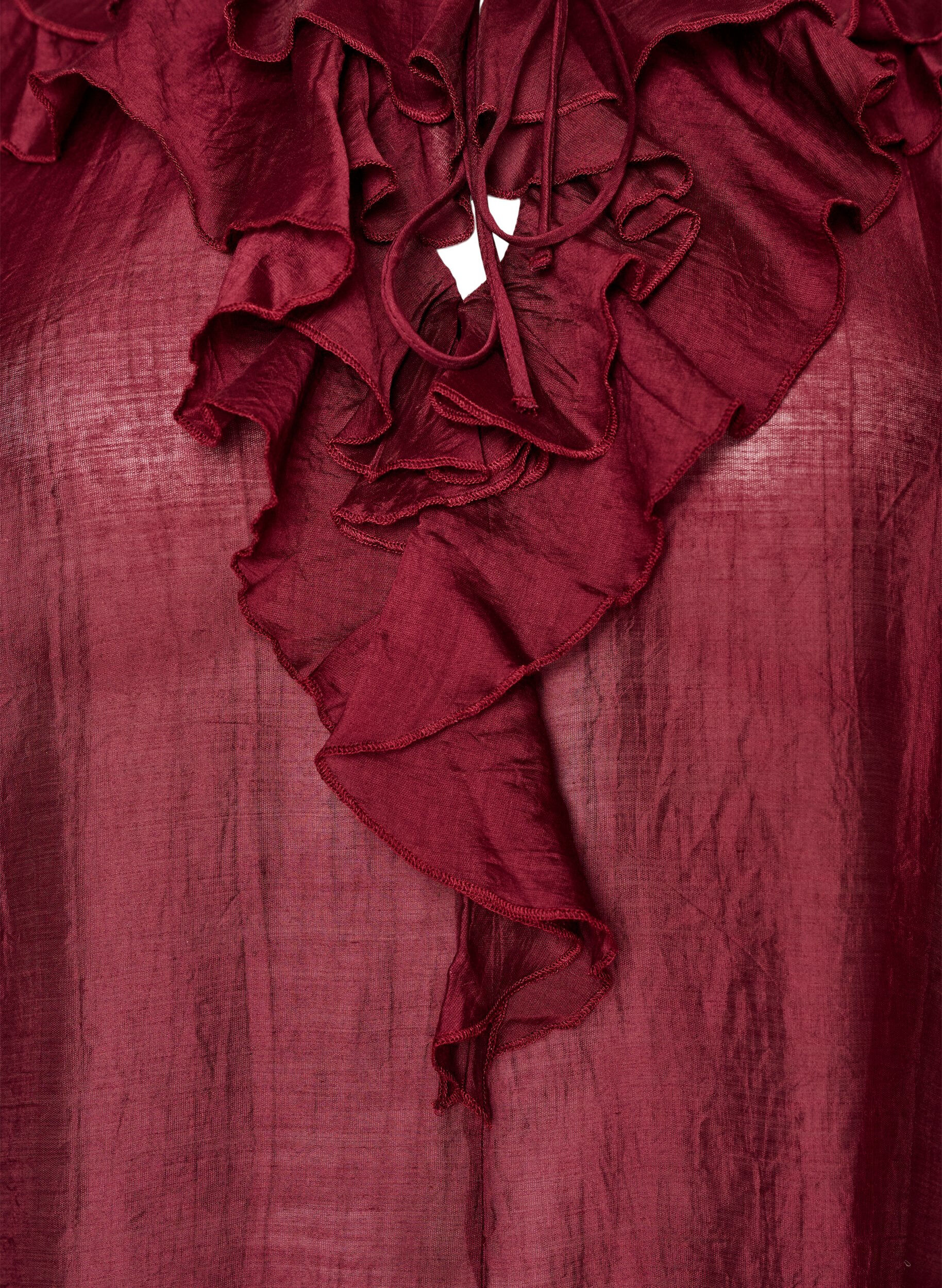ZizziBlouse en viscose avec volants et manches longues, Bordeaux, Packshot image number 2