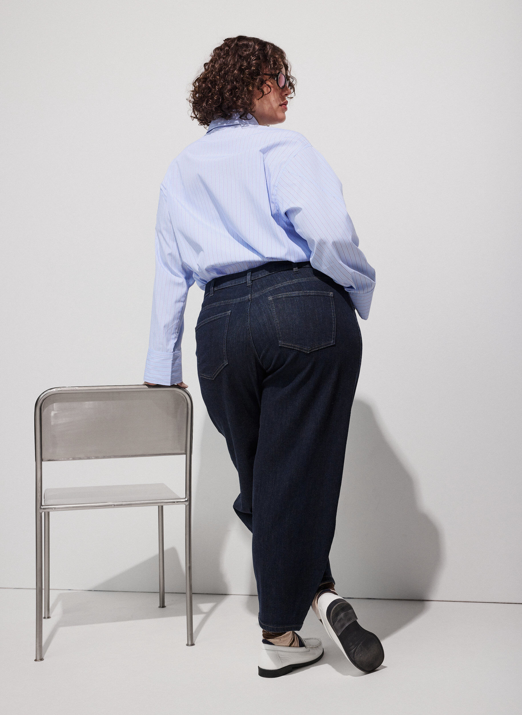 ZizziJean taille haute coupe Barrel, Bleu, Model image number 1