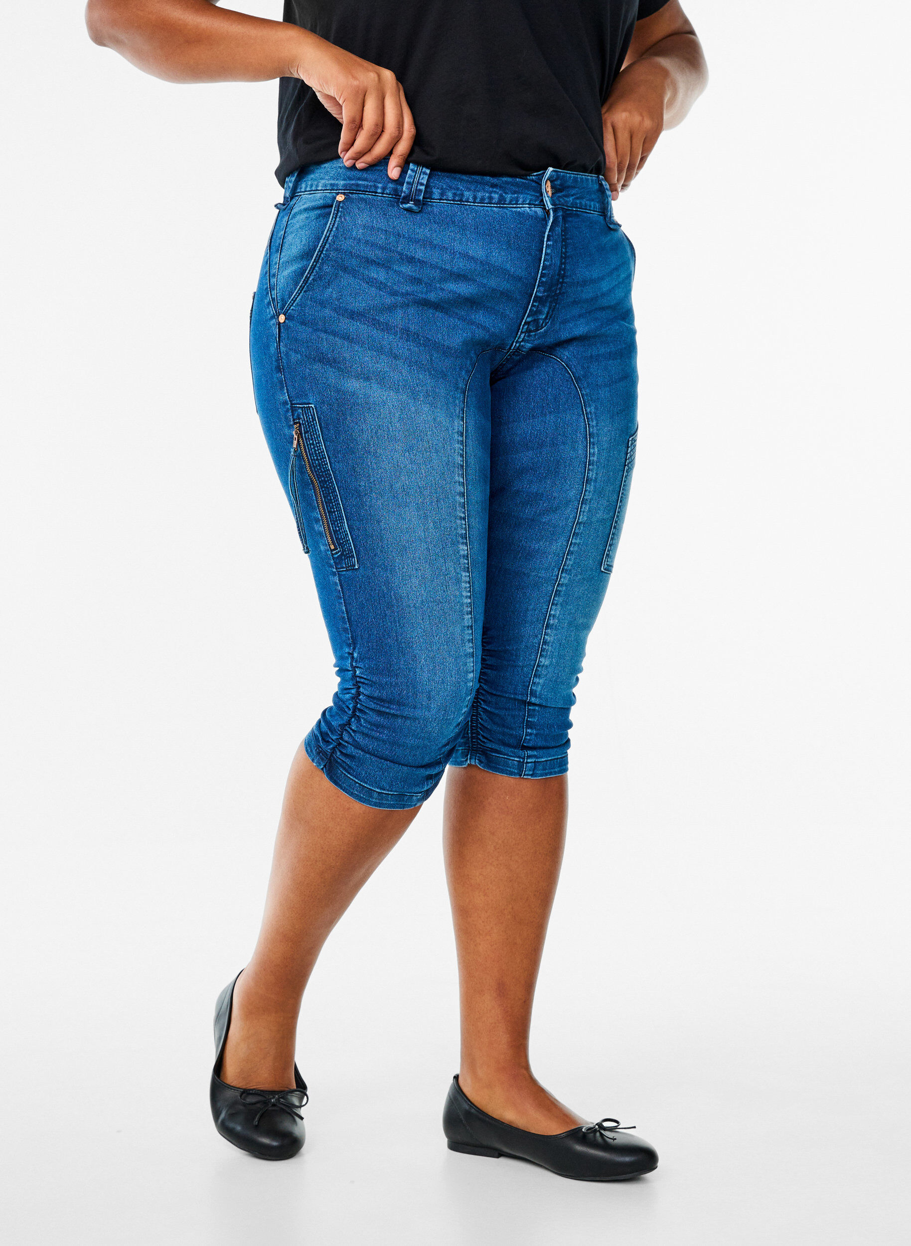 ZizziPantacourt jean slim avec poches, Bleu, Model image number 2