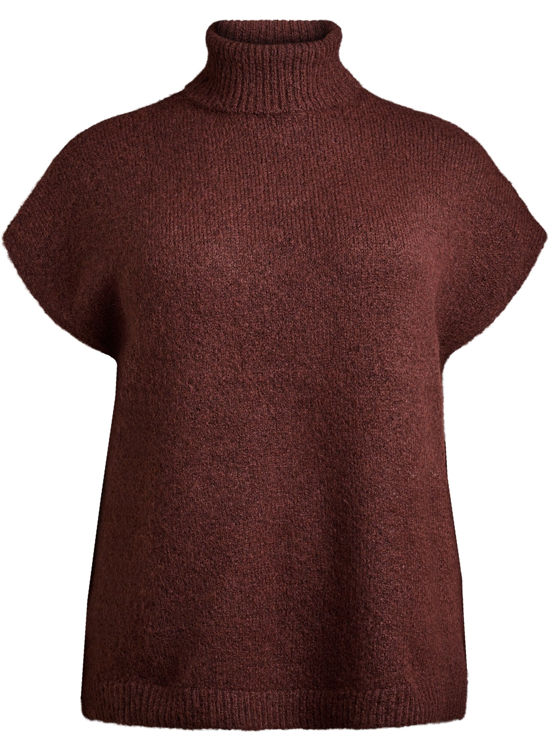 Pull sans manches en maille &agrave; col roul&eacute;