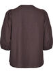 Blouse &agrave; carreaux avec col en V et manches 3/4, Marron, Packshot image number 1