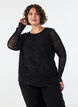 Blouse en maille avec imprim&eacute; cachemire et ourlet asym&eacute;trique, Noir, Model image number 0