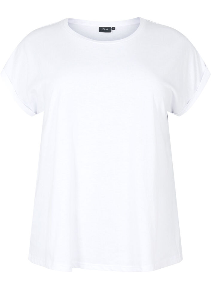 T-shirt à manches courtes en coton mélangé, Blanc, Packshot image number 0