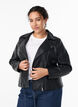 Veste en cuir imit&eacute; de motard, Noir, Model image number 0