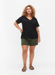 T-shirt basique &agrave; manches courtes et col en V, Noir, Model image number 1