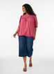 Blouse en viscose avec nervures et effet ballon, Rose, Model image number 1