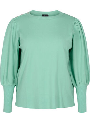 Pull en tricot à manches bouffantes, Dusty Jade Green Mel, Packshot image number 0