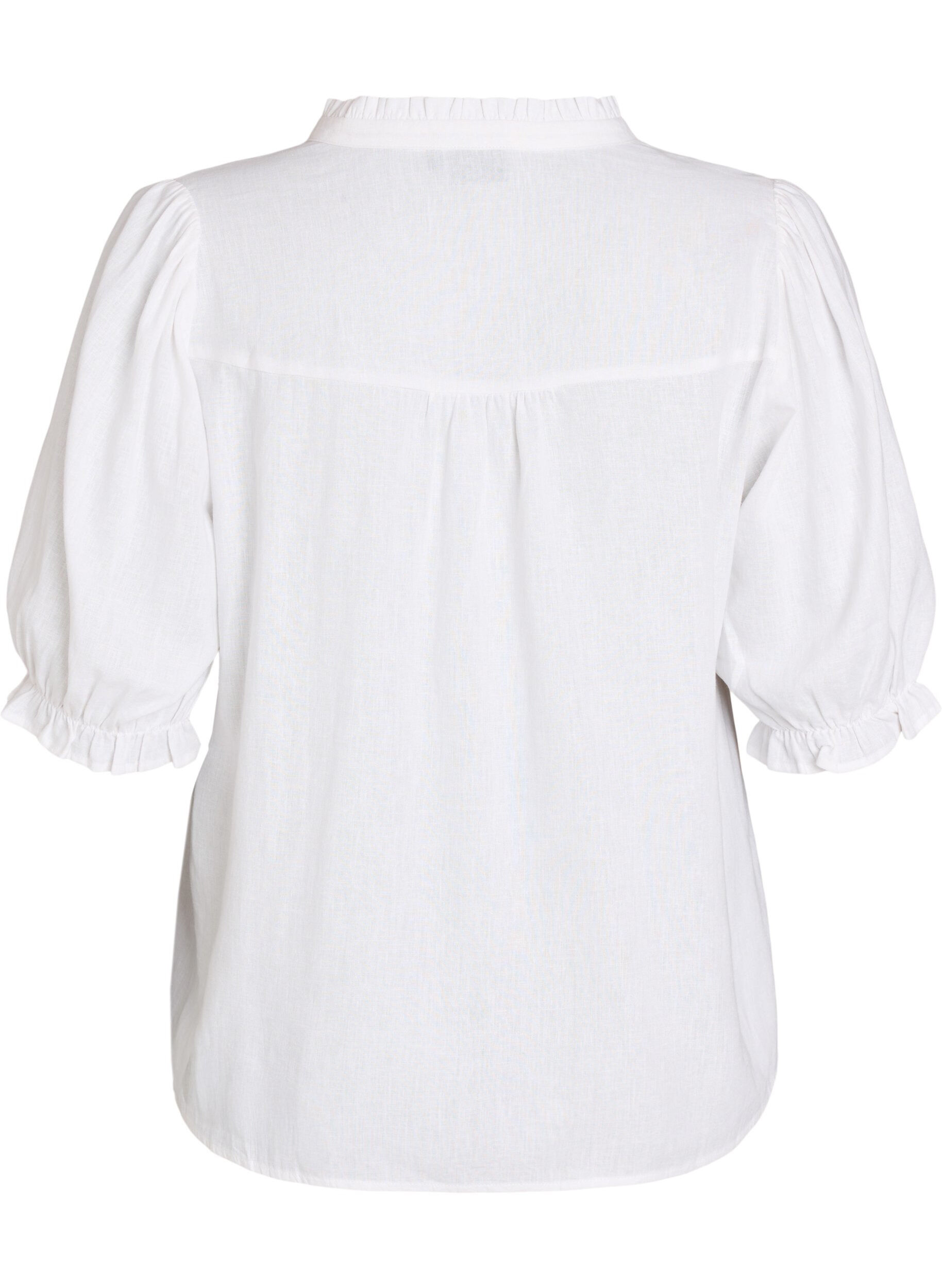Zizzi Blouse en lin et viscose avec manches 1/2, Blanc, Packshot image number 1