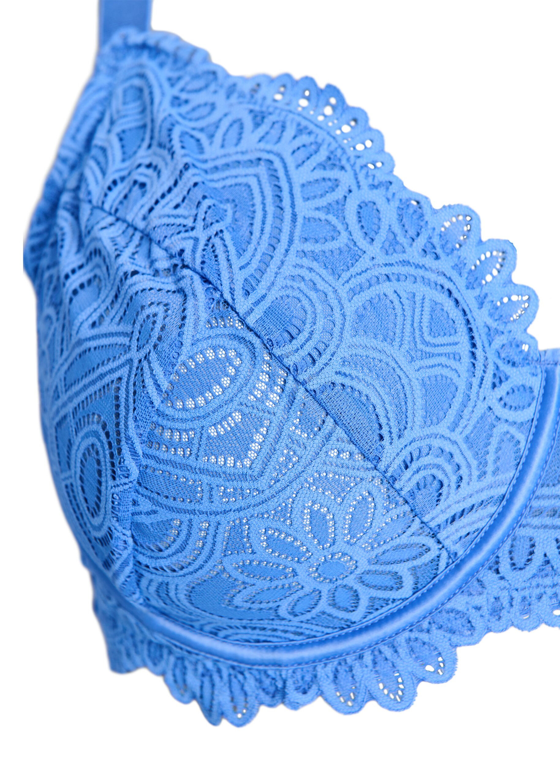 Zizzi Soutien-gorge corbeille en dentelle avec armatures, Bleu, Packshot image number 2
