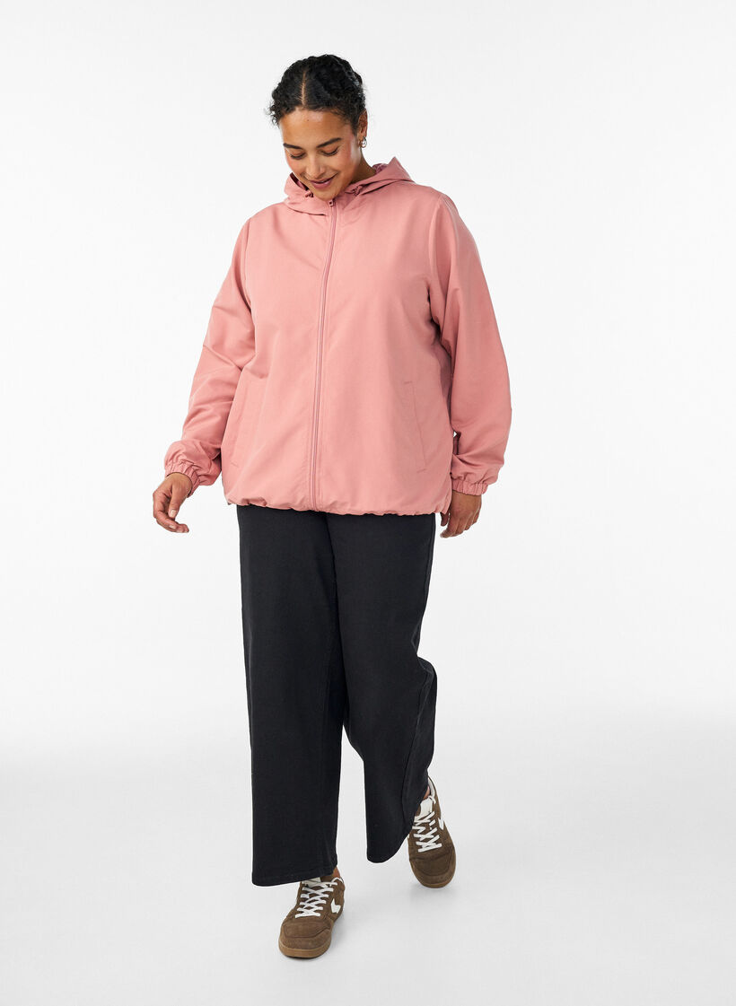 Veste l&eacute;g&egrave;re avec capuche et fermeture &eacute;clair, Rose, Model image number 1