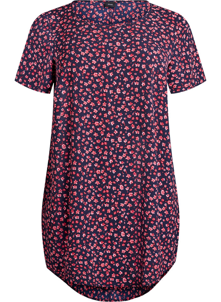 Robe &agrave; manches courtes avec imprim&eacute;, Bleu, Packshot image number 0