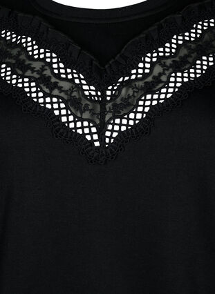 Sweatshirt avec volants et détail de crochet, Black, Packshot image number 2
