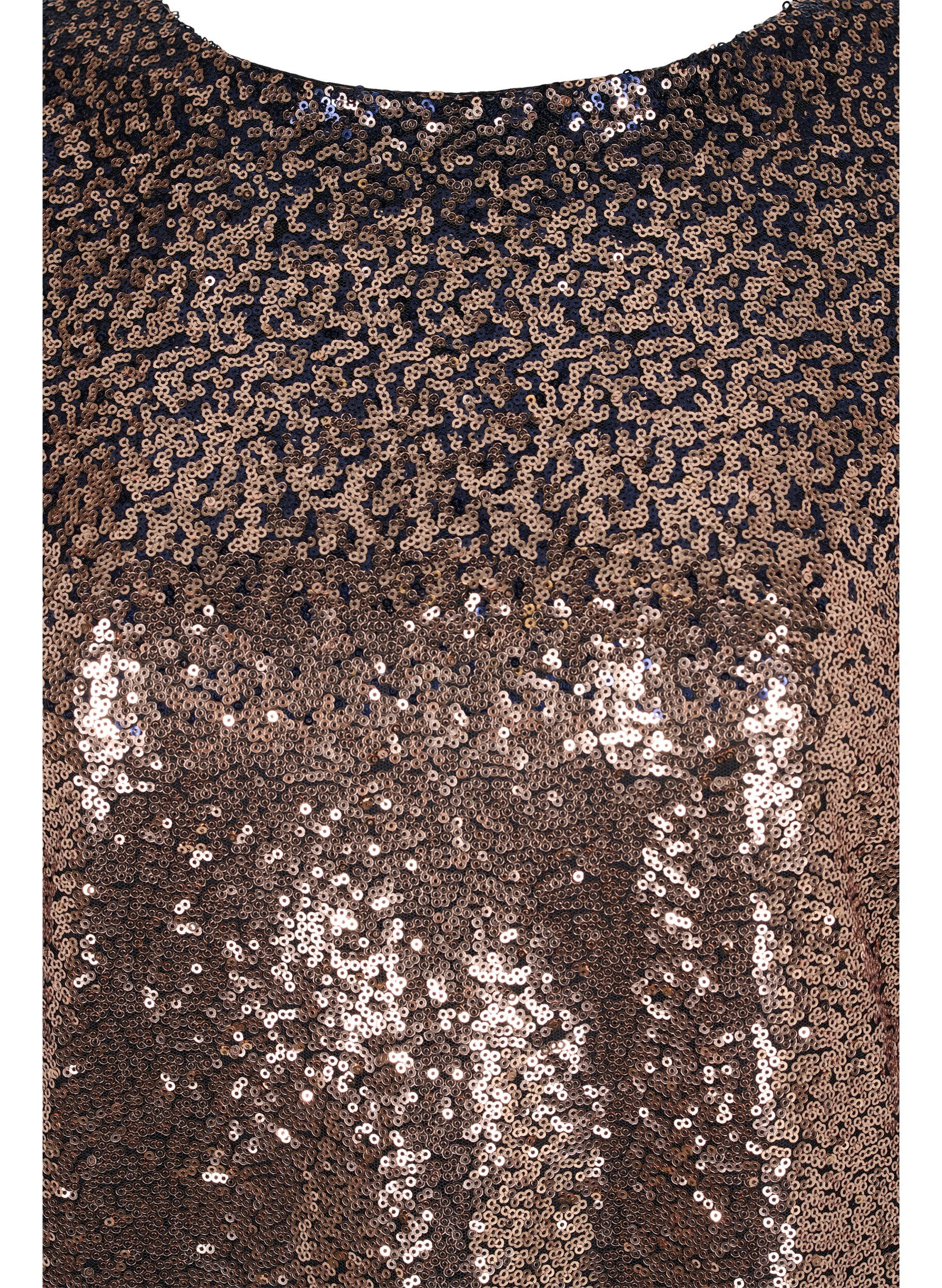 Zizzi Robe &agrave; paillettes avec manches bouffantes, Evening Blue Cobber, Packshot image number 2