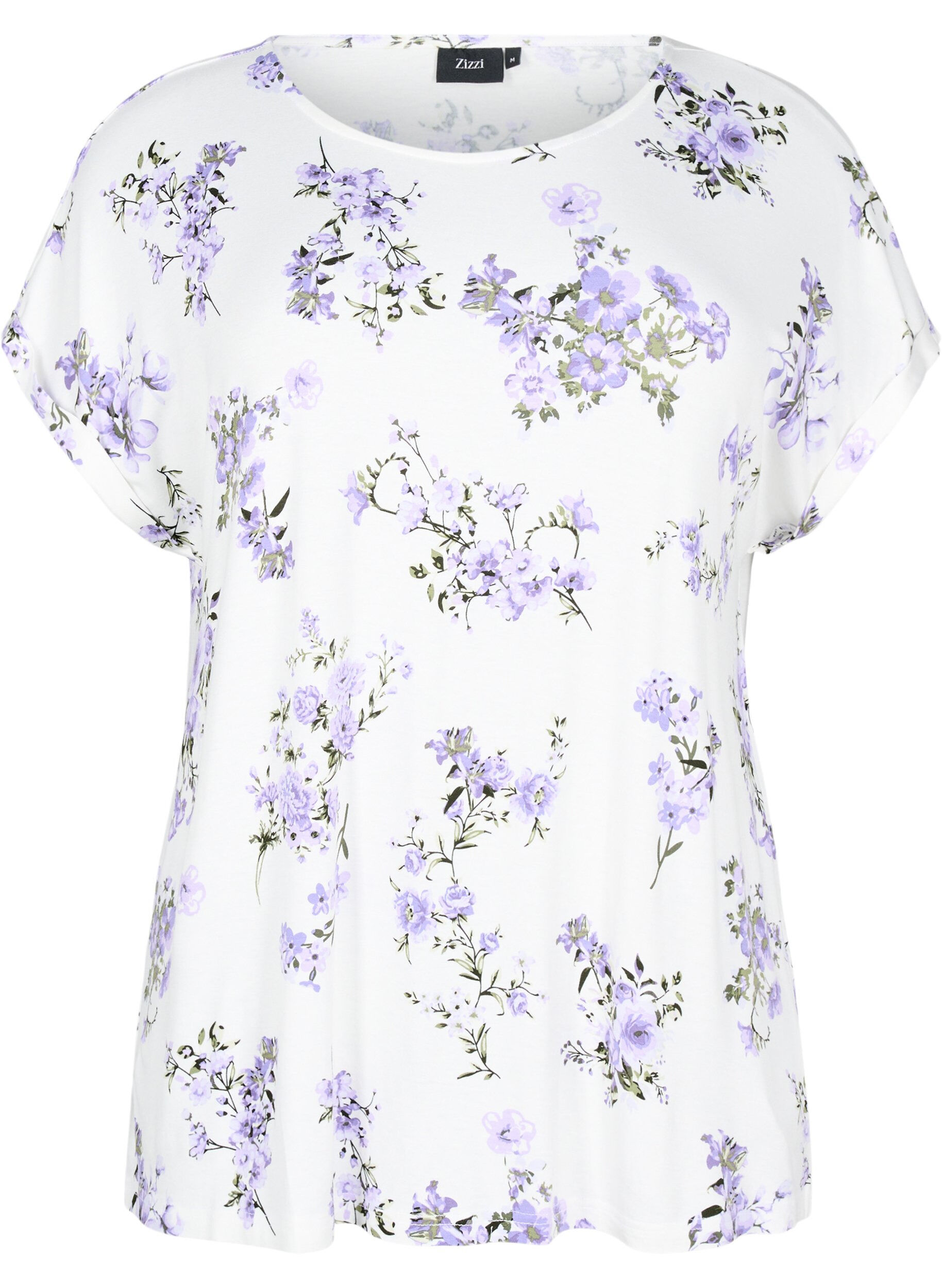 Zizzi T-shirt avec imprim&eacute; floral, Violet, Packshot image number 0