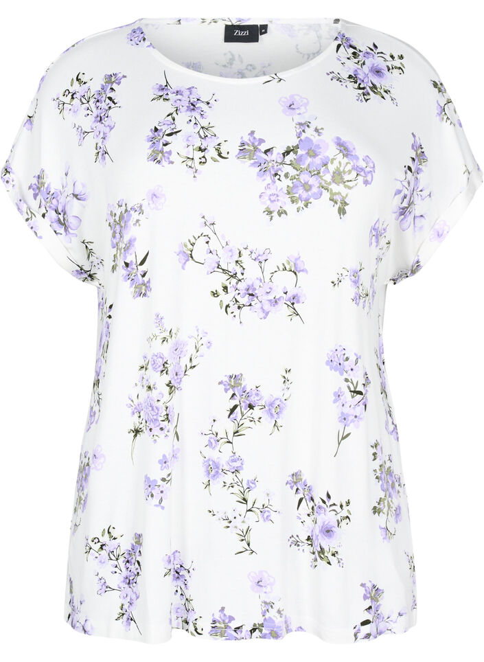 T-shirt avec imprim&eacute; floral, Violet, Packshot image number 0